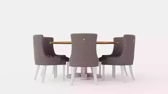 Lyon Food Group Around With 6 Victoria Chair White Gray