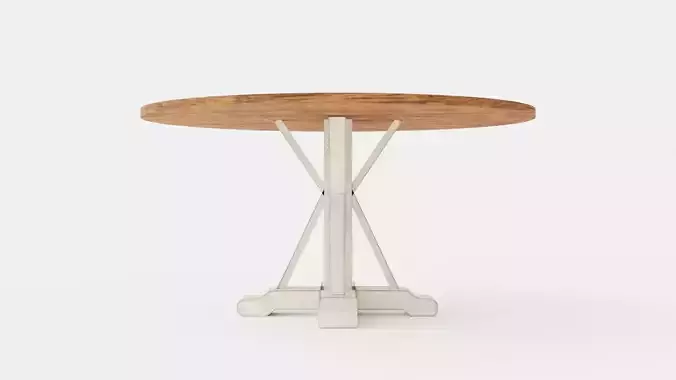 Lyon Dining Table 150 Cm Around Vintage Nature White