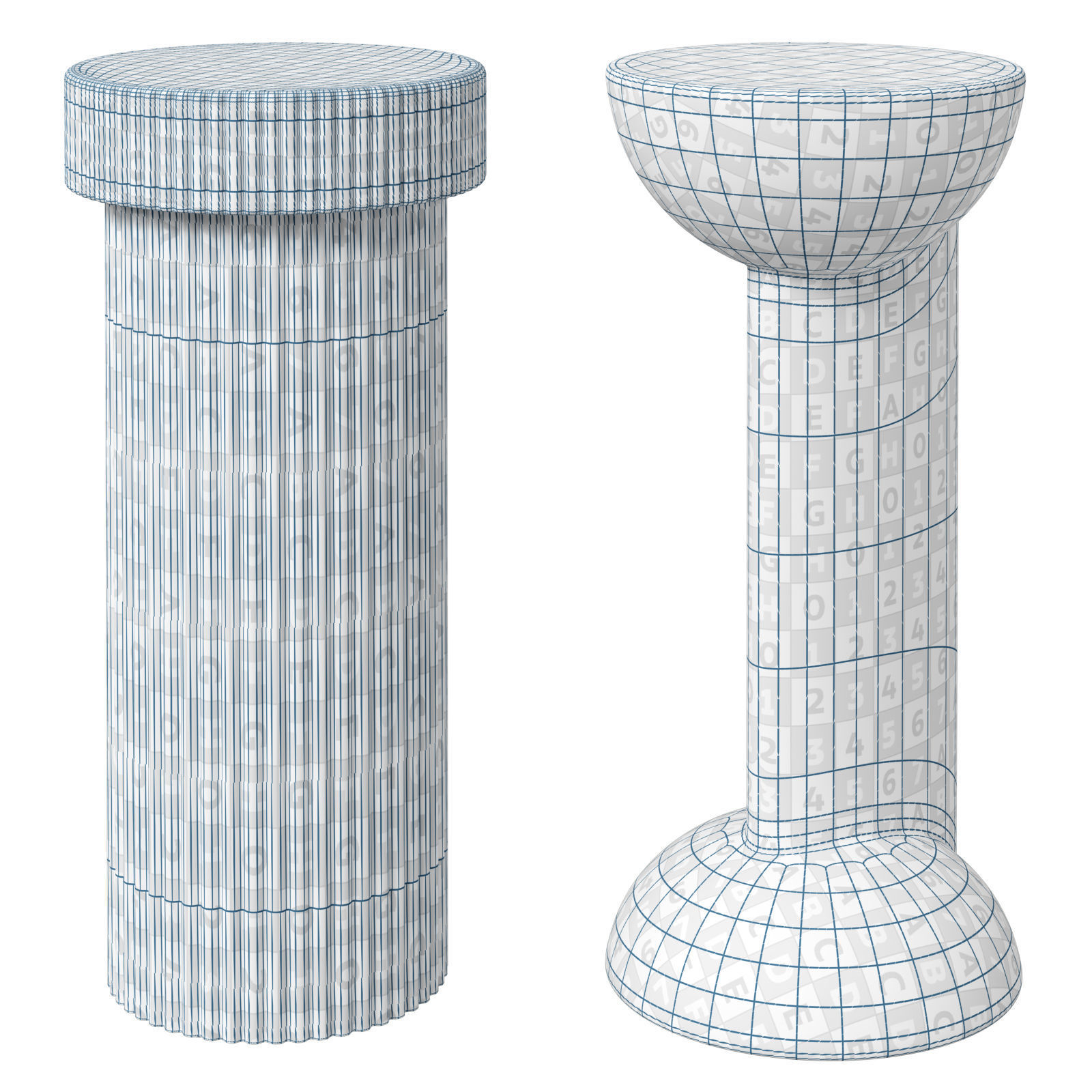 West Elm Monti and Fluted drink tables 3D model_7