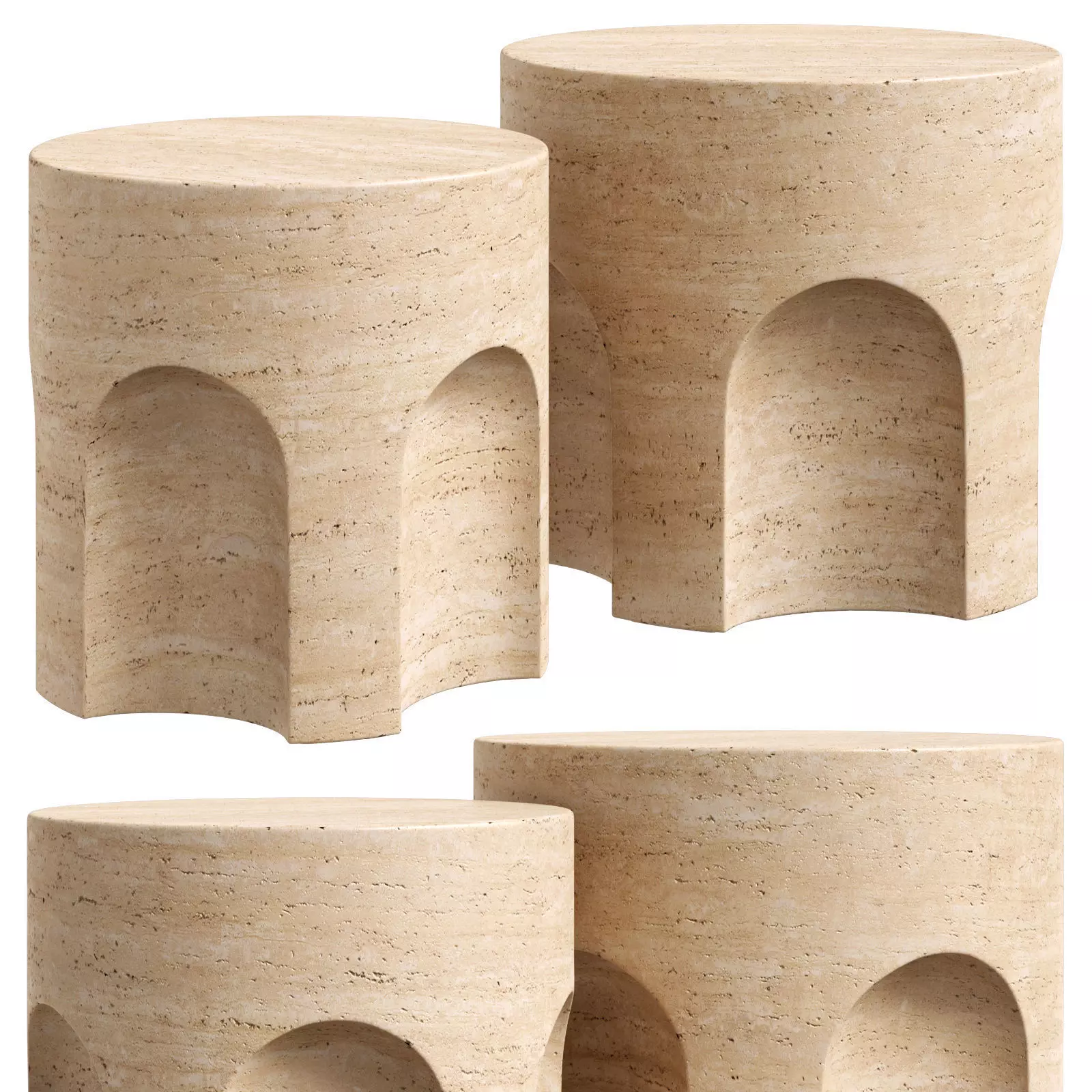 Restoration Hardware Volta Carved round tables 3D model_0