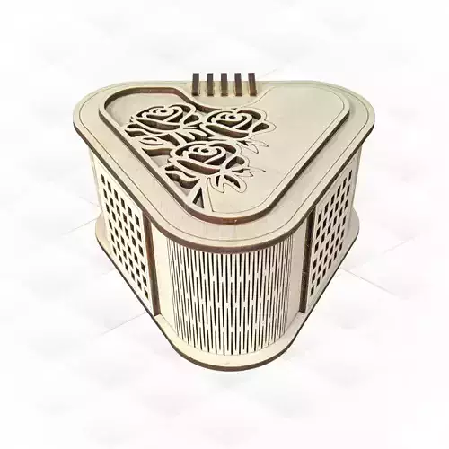 Gift jewelry box  heart pattern laser cutting design