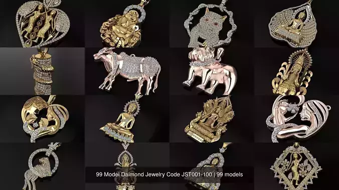 99 Model Daimond Jewelry Code JST001-100 3D Model Collection