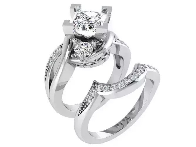 Rhombus Split Shank Ring With Band 3369