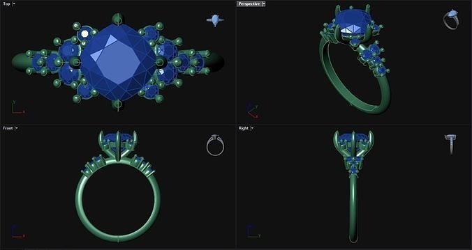 Diamond Cushion Engagement Ring  3D print model