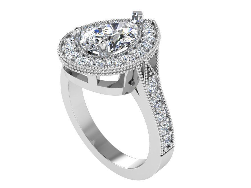 Pear Halo Ring 3373 3D print model_2