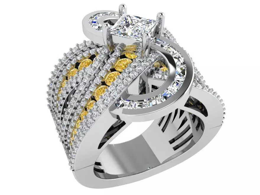 Channel Setting Twisted Ring 3388 3D print model