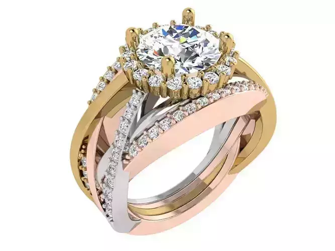 Round Halo Twisted Ring 3389