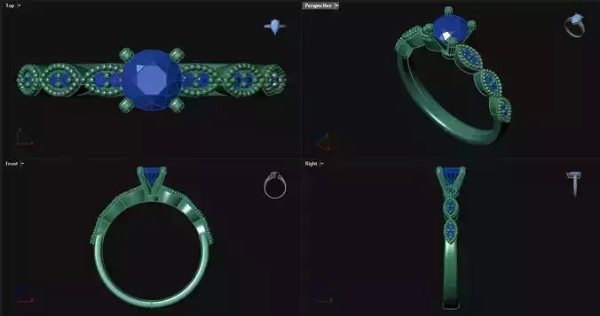 Diamond Round Engagement Ring with sidestones 