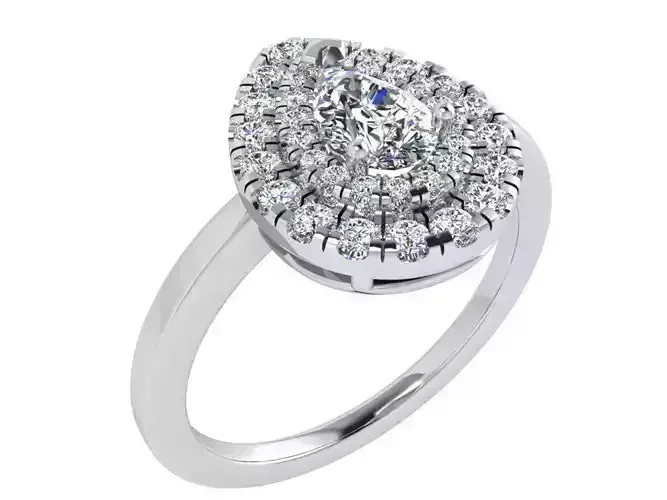 Pear Double Halo Ring 3391