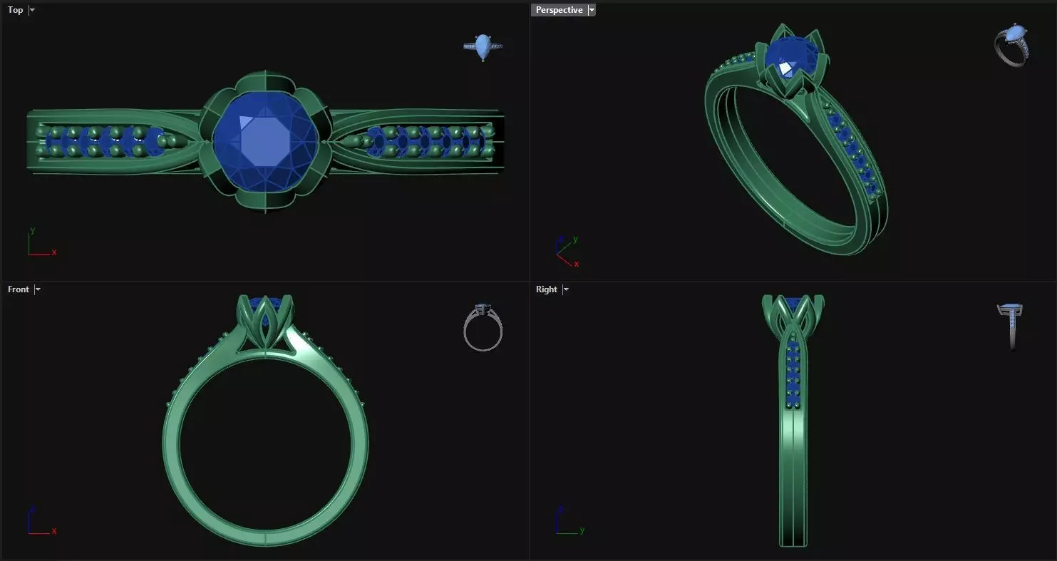 Diamond Round Engagement Ring  3D print model_0