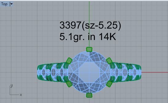Round Diamond Ring 3397 3D print model_4
