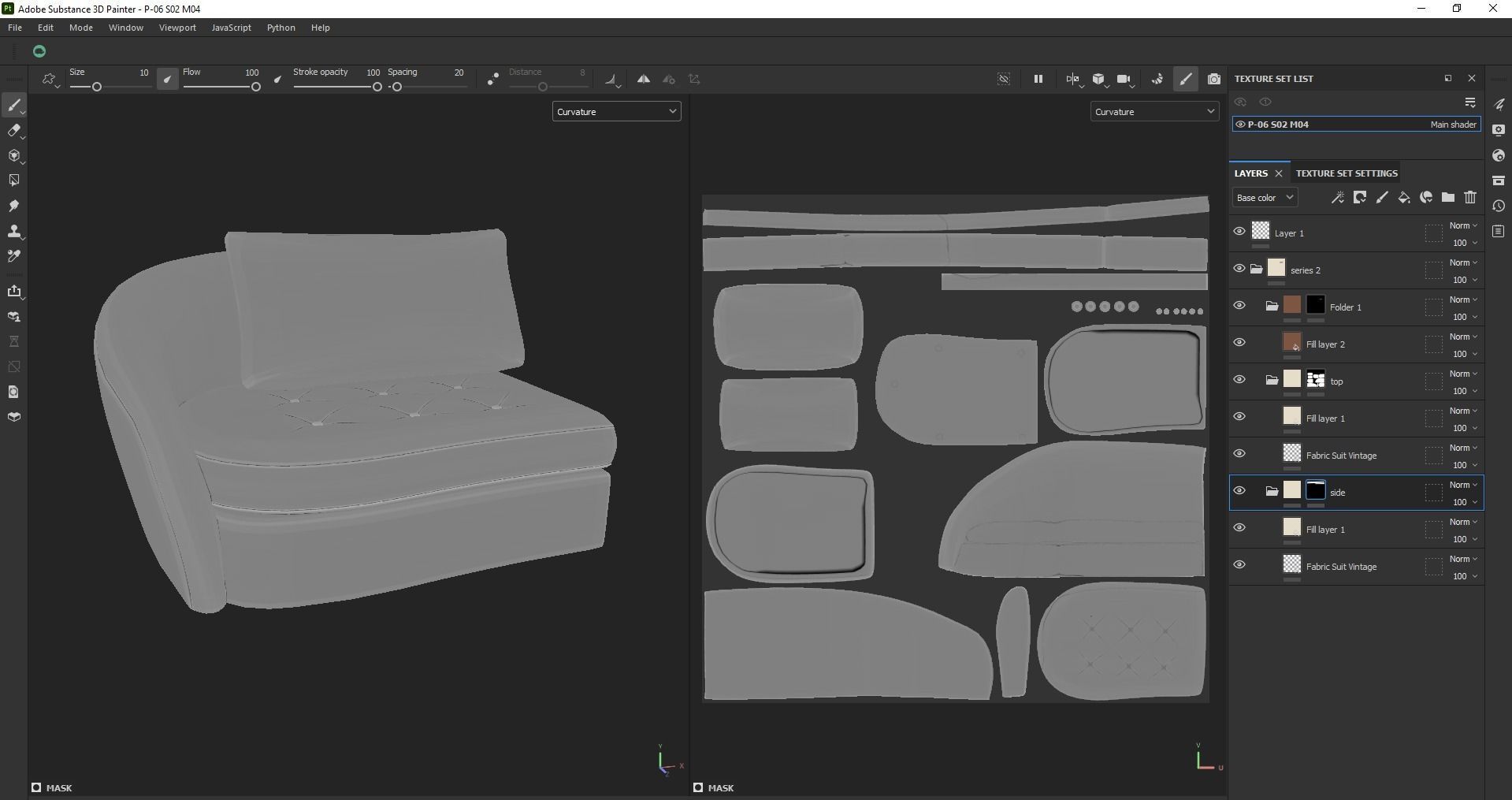 Upholstered left arm sofa Low-poly 3D model_23