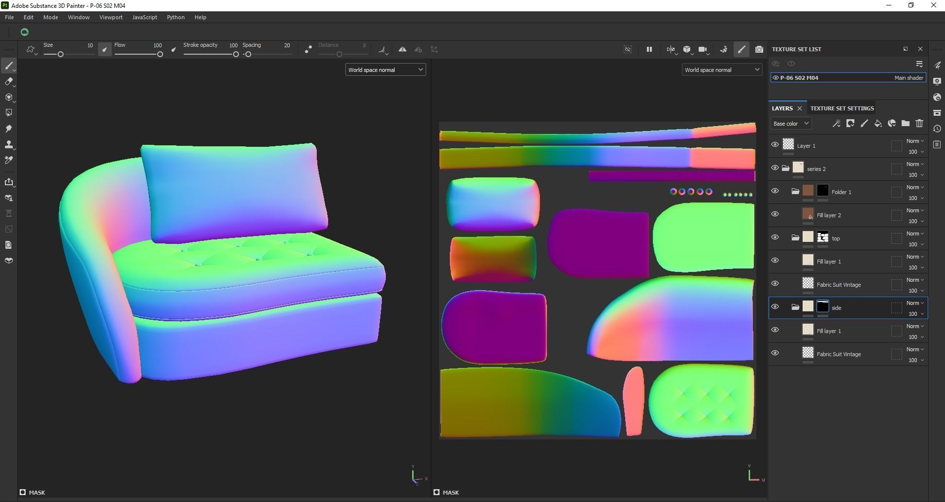 Upholstered left arm sofa Low-poly 3D model_20