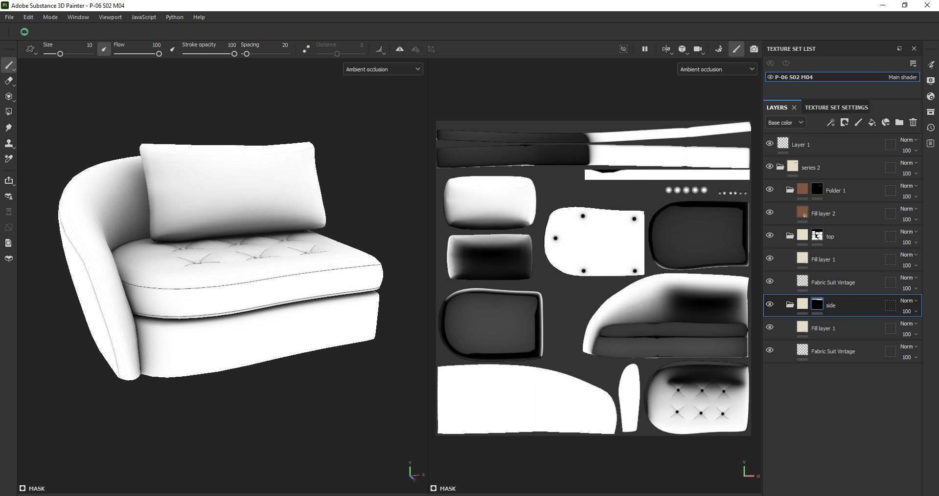 Upholstered left arm sofa Low-poly 3D model_22