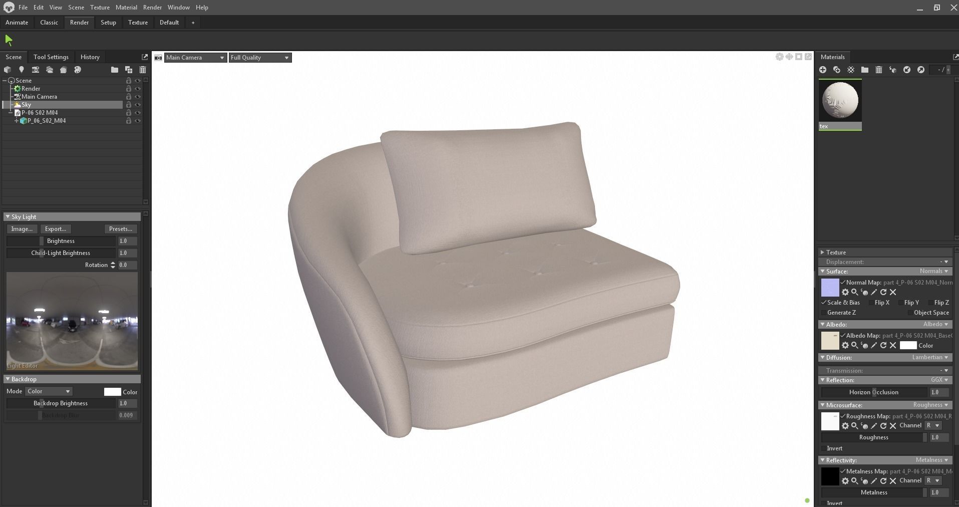 Upholstered left arm sofa Low-poly 3D model_26