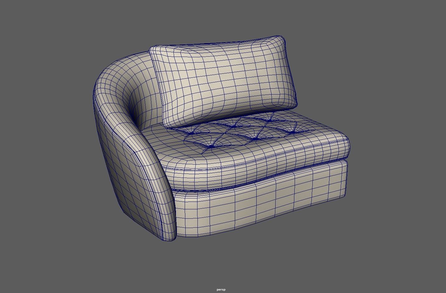 Upholstered left arm sofa Low-poly 3D model_7