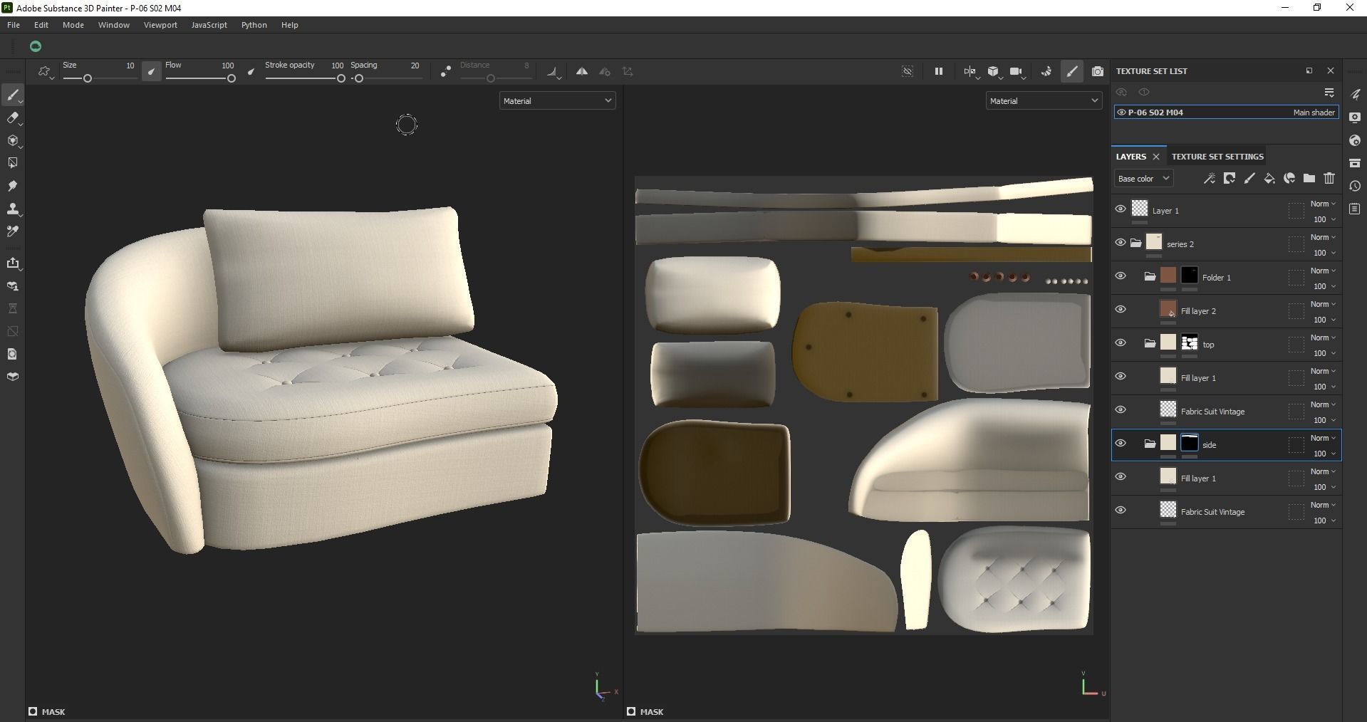 Upholstered left arm sofa Low-poly 3D model_18