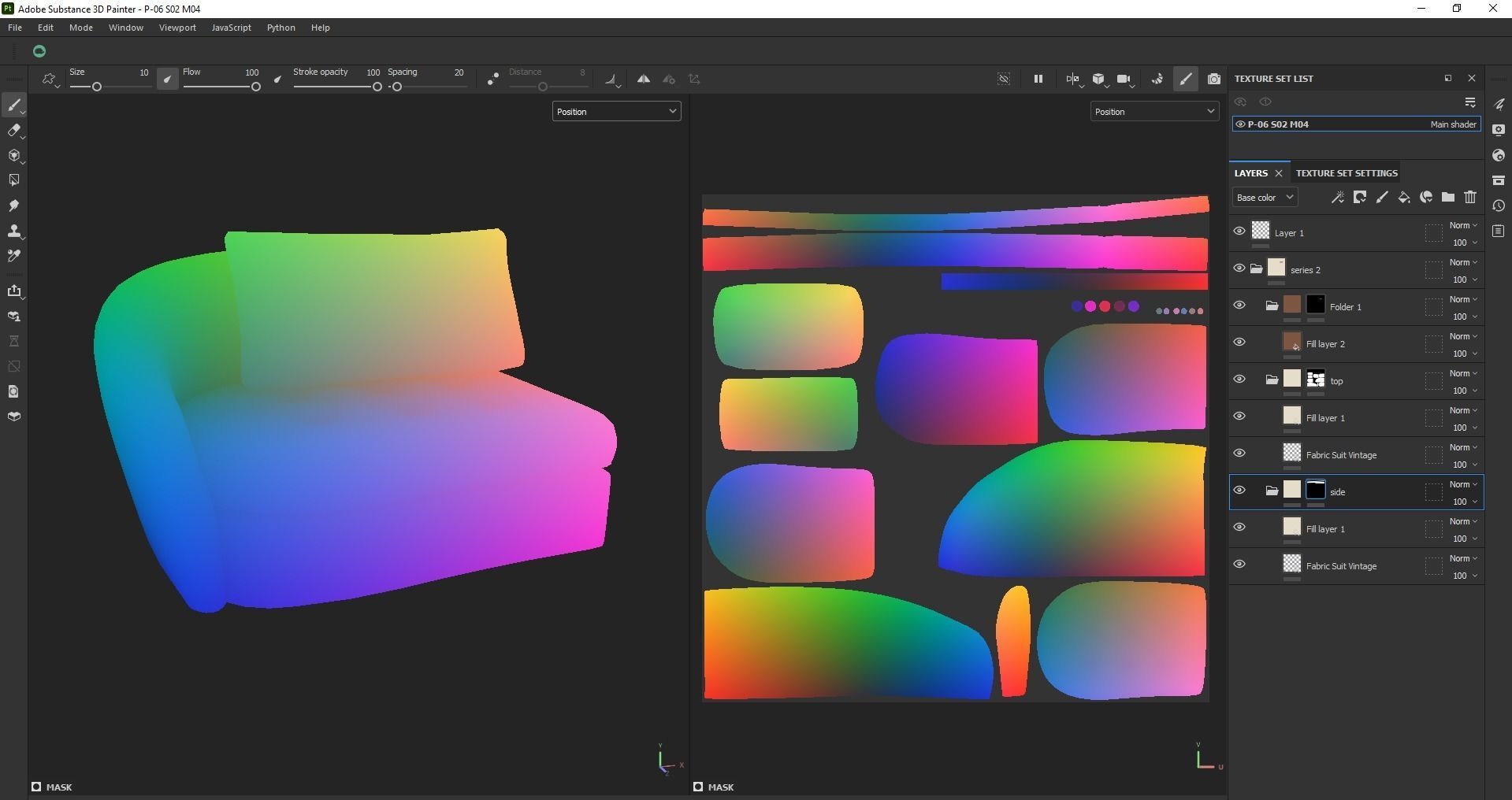 Upholstered left arm sofa Low-poly 3D model_24