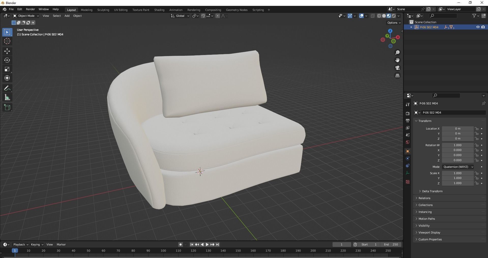 Upholstered left arm sofa Low-poly 3D model_27