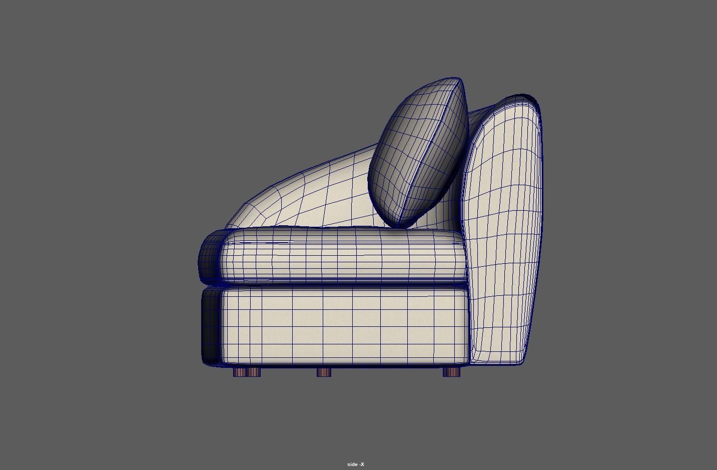 Upholstered left arm sofa Low-poly 3D model_16