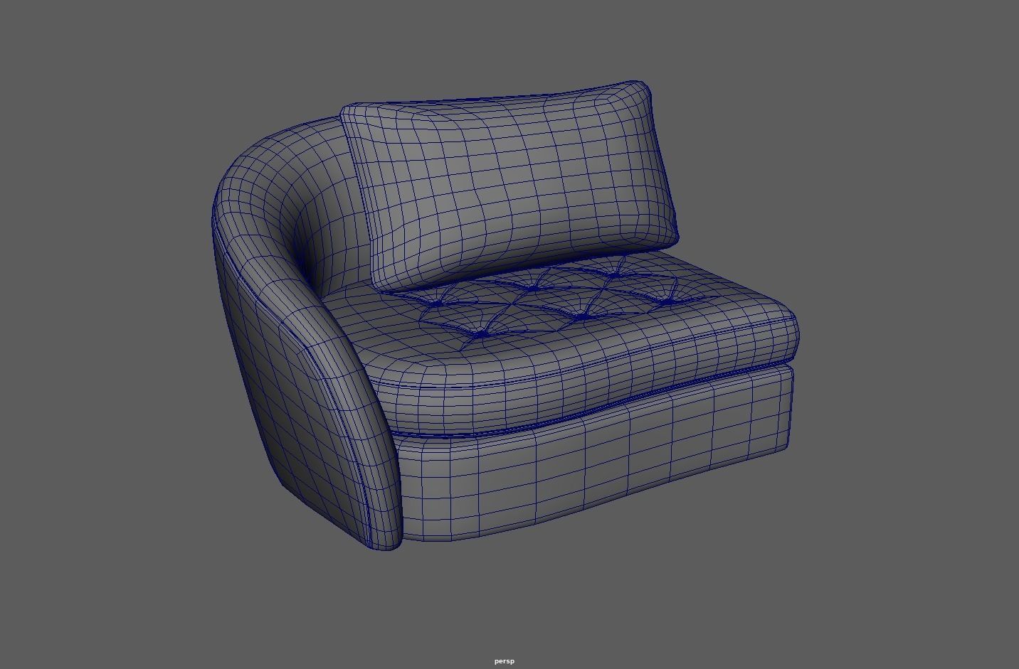 Upholstered left arm sofa Low-poly 3D model_8