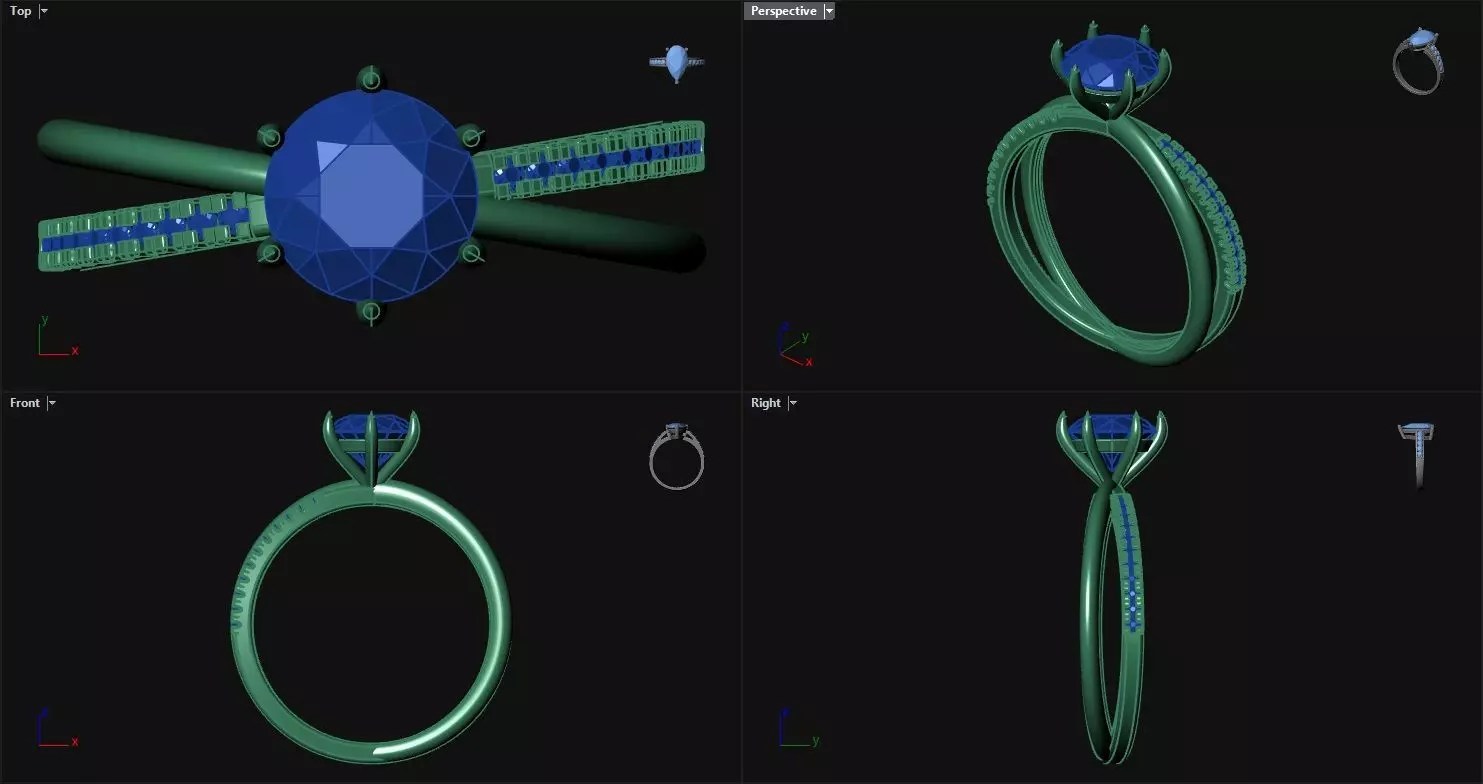 1ct Diamond Round Engagement Ring 3D print model