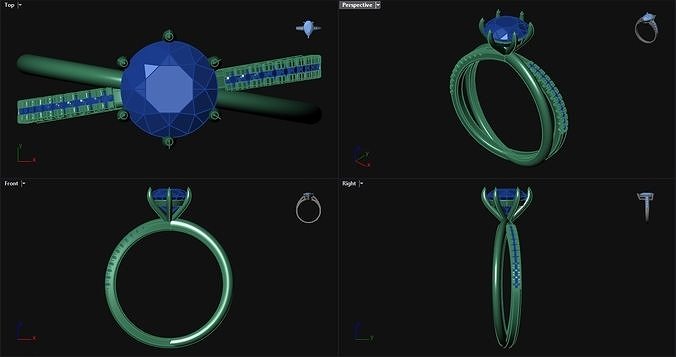 1ct Diamond Round Engagement Ring  3D print model