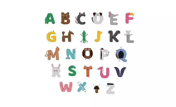 Cartoon Animal Alphabet v006