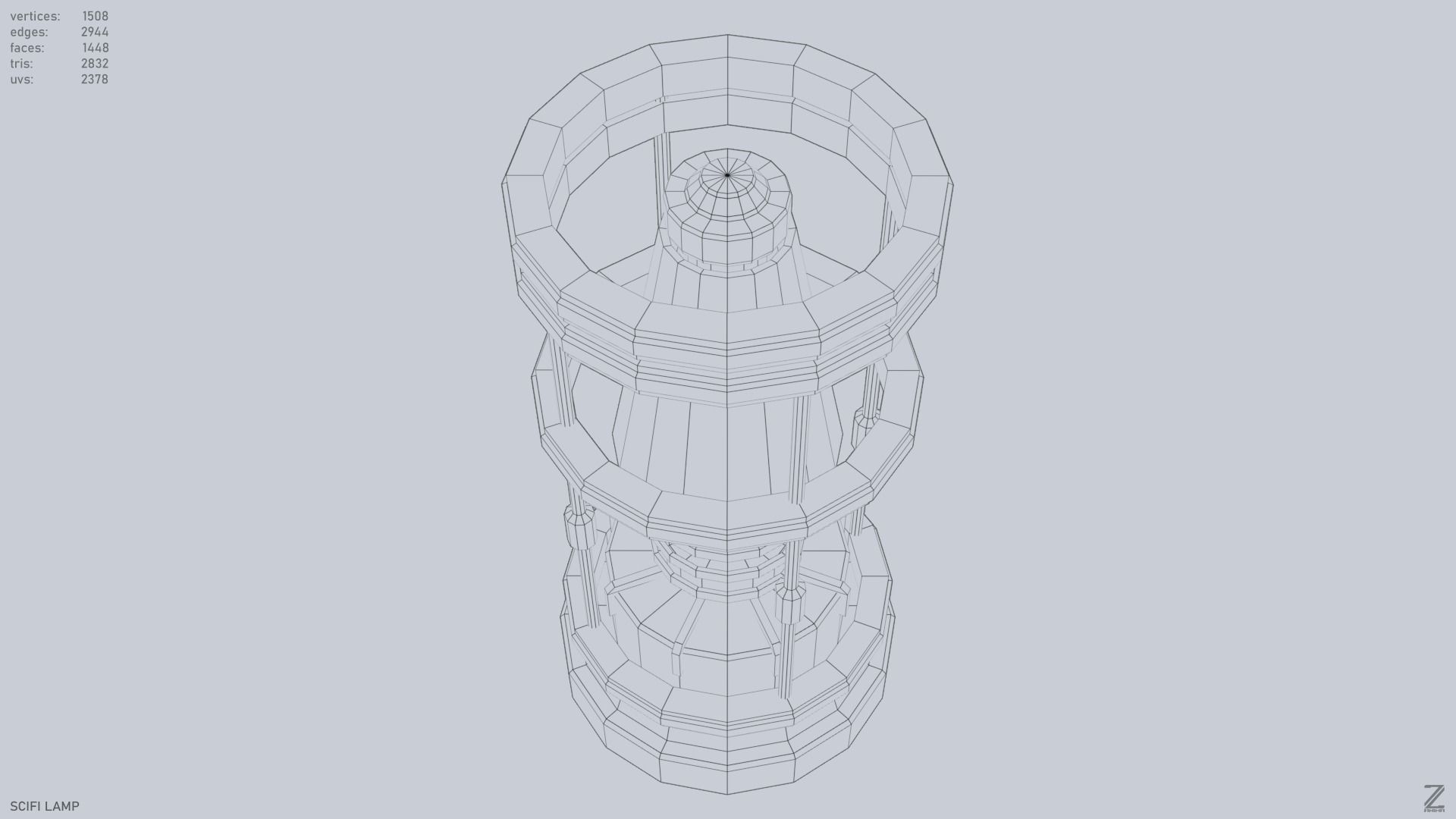 Sci fi lamp Low-poly 3D model_14