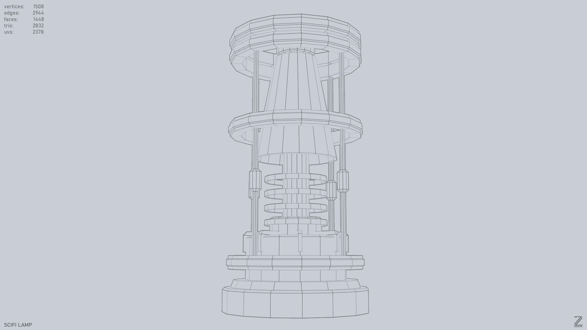 Sci fi lamp Low-poly 3D model_11