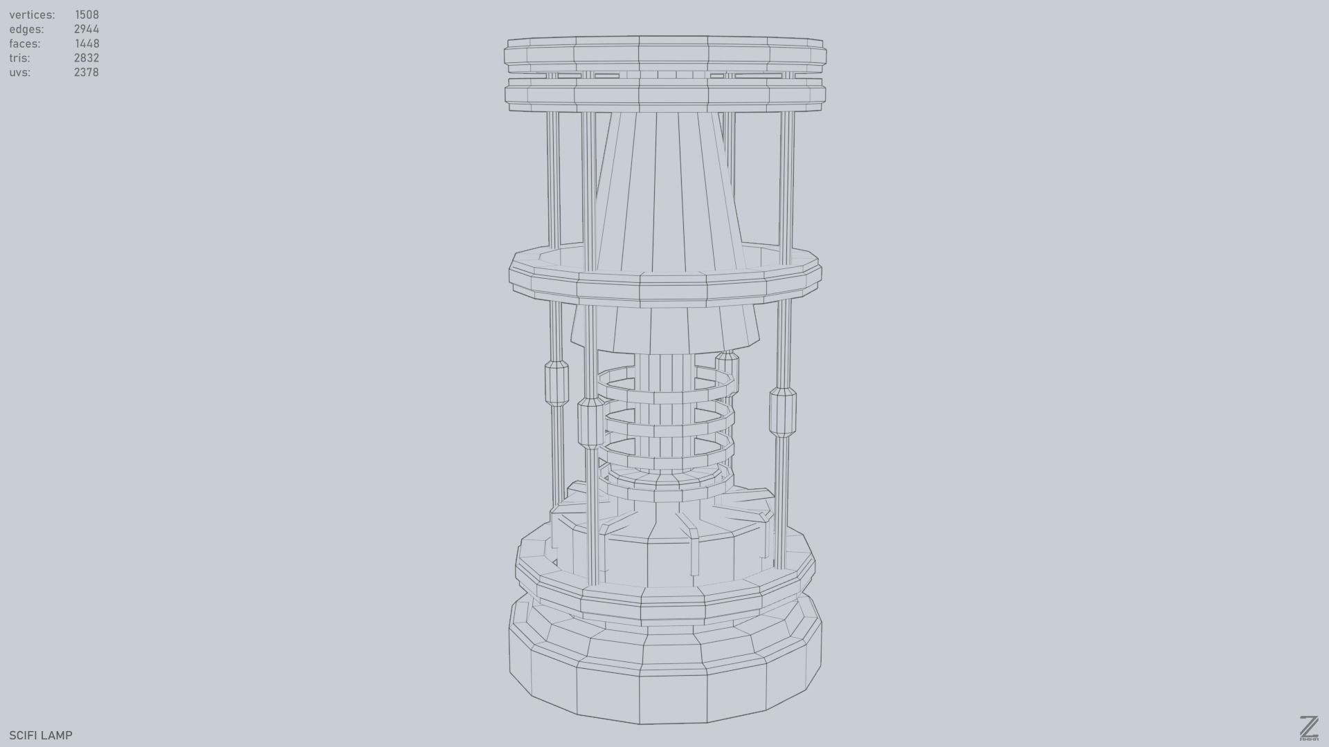 Sci fi lamp Low-poly 3D model_9