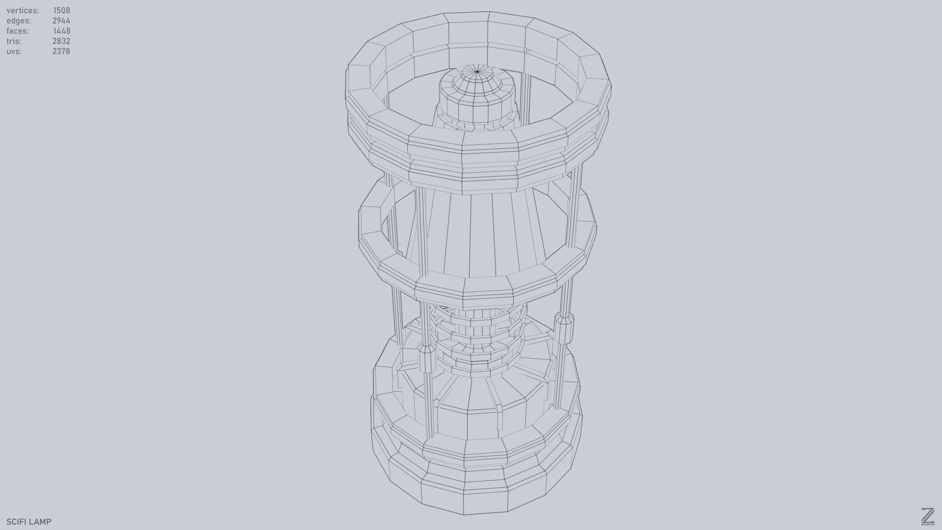 Sci fi lamp Low-poly 3D model_10