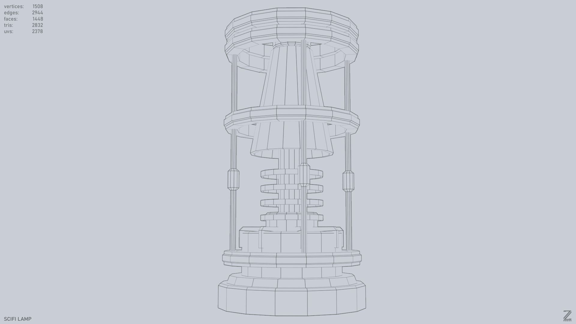 Sci fi lamp Low-poly 3D model_15