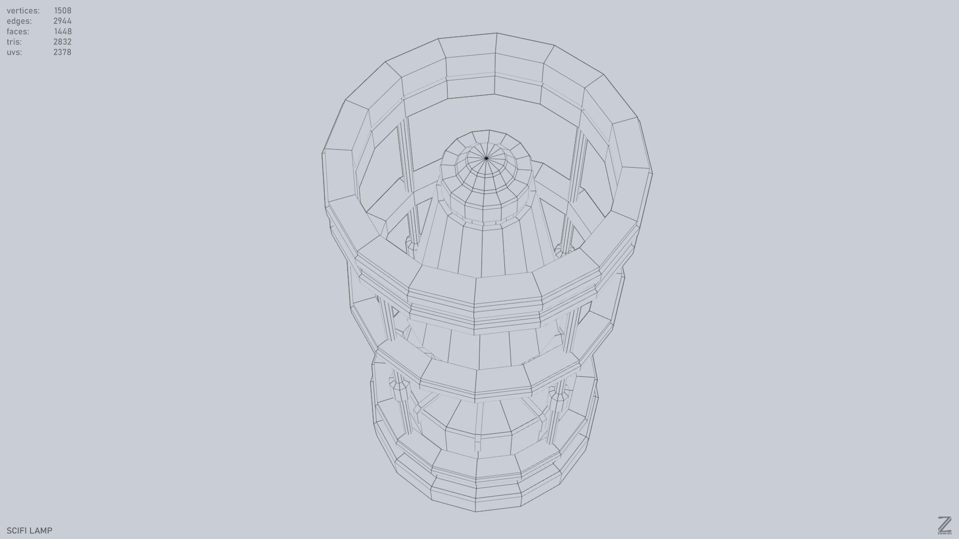 Sci fi lamp Low-poly 3D model_12