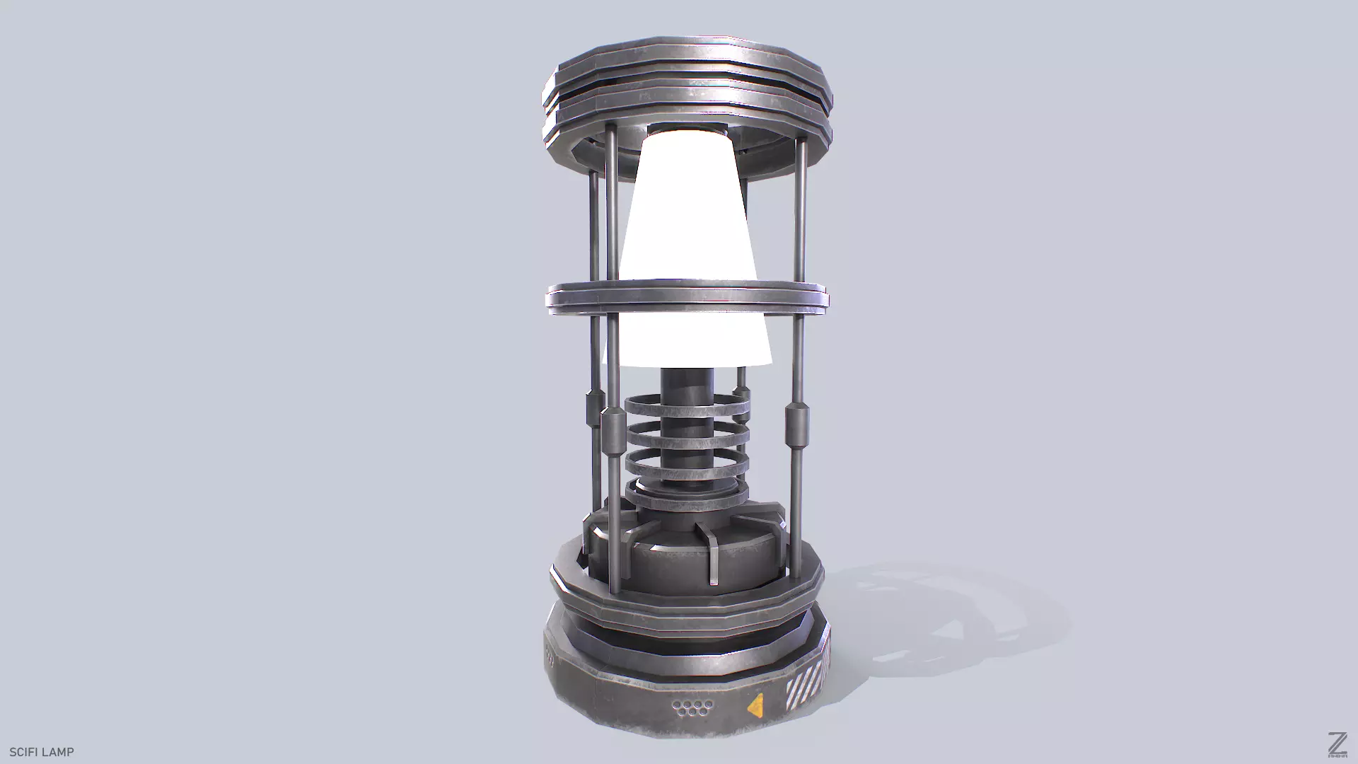 Sci fi lamp Low-poly 3D model_0