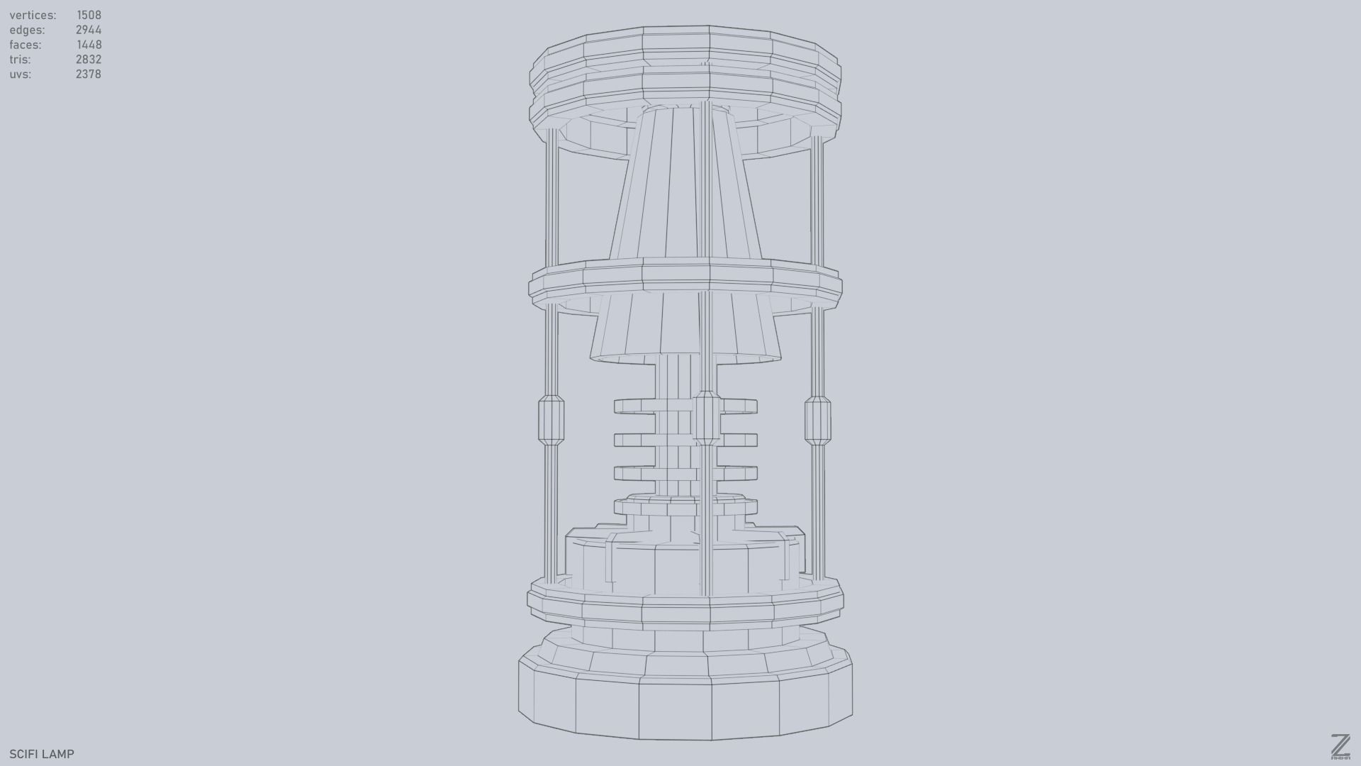 Sci fi lamp Low-poly 3D model_13