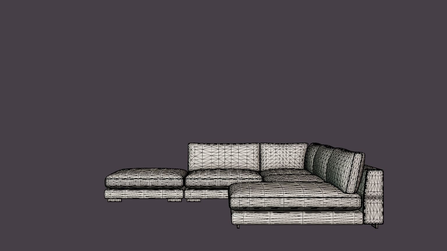 Noha Modular Corner Sofa Dark Gray Low-poly 3D model_7
