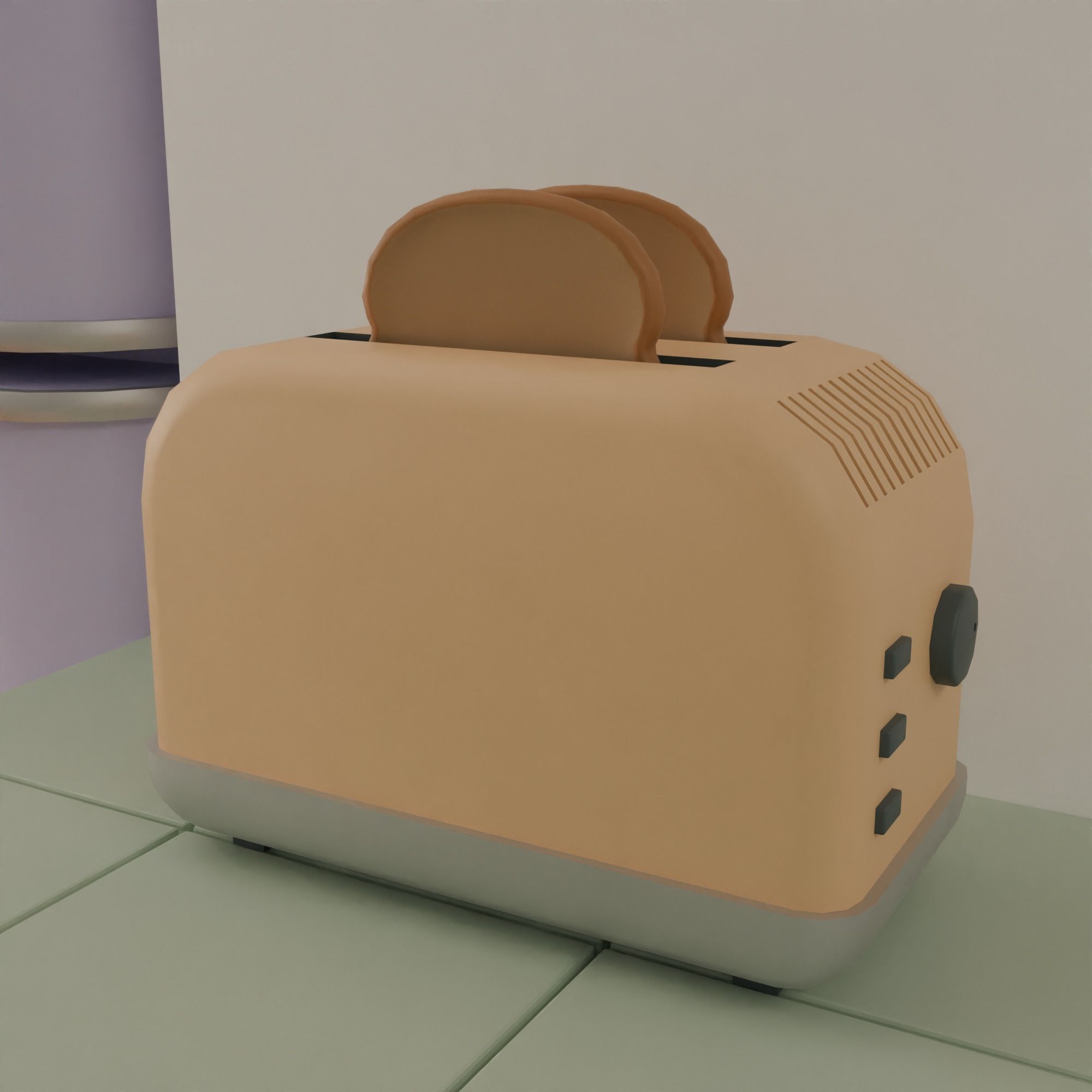 Kitchen with bar Low-poly 3D model_19