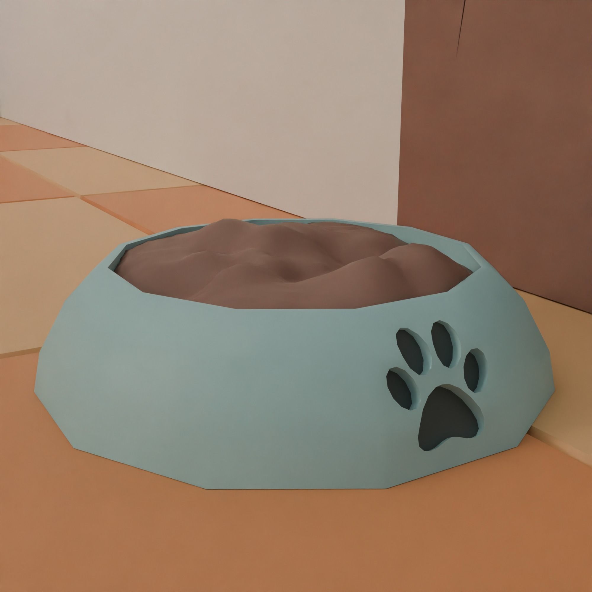 Kitchen with bar Low-poly 3D model_25