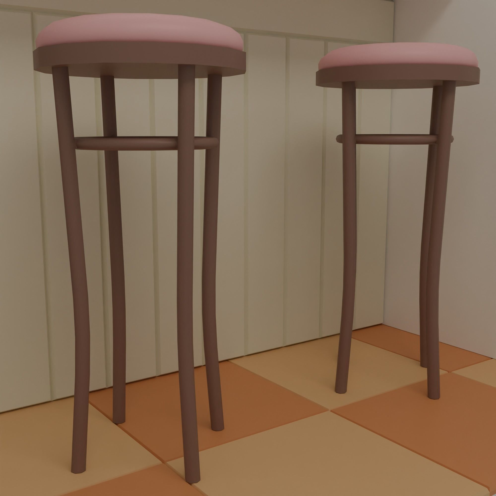 Kitchen with bar Low-poly 3D model_23