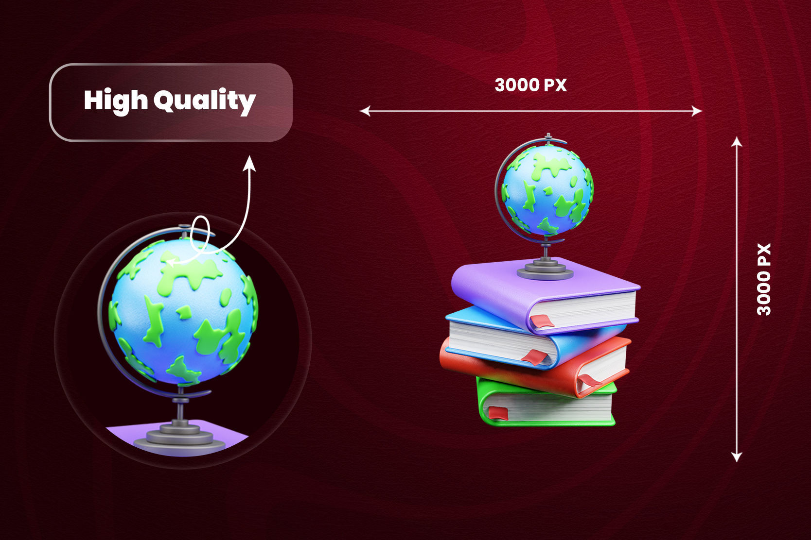World book day 3d Illustration  Icon Pack 3D model_4