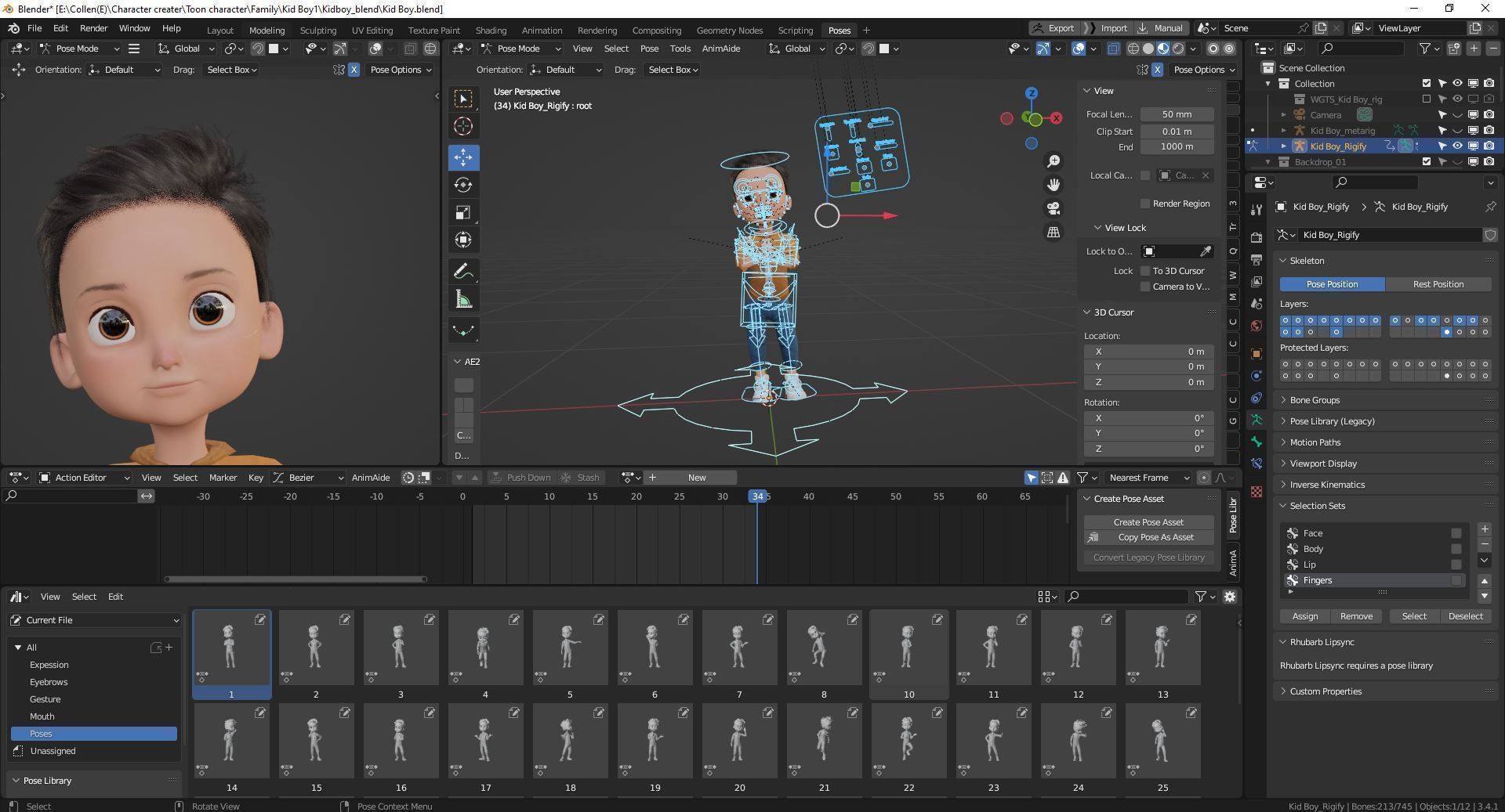 Cartoon Family Rigged V2 Low-poly 3D model_61