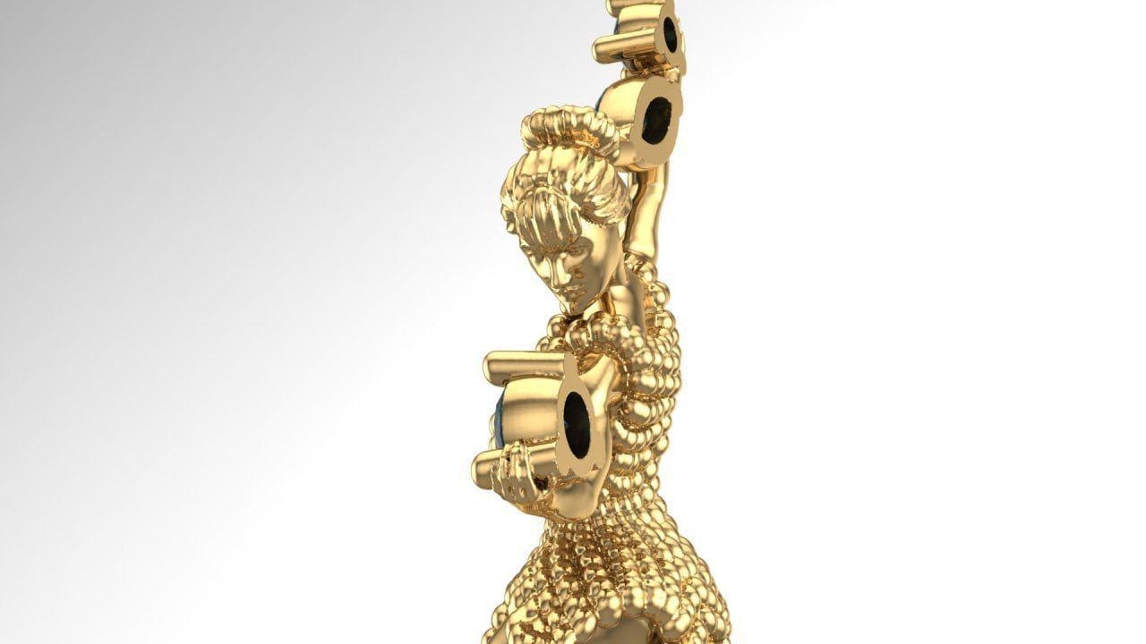 lady carrying treasure 3D print model_3
