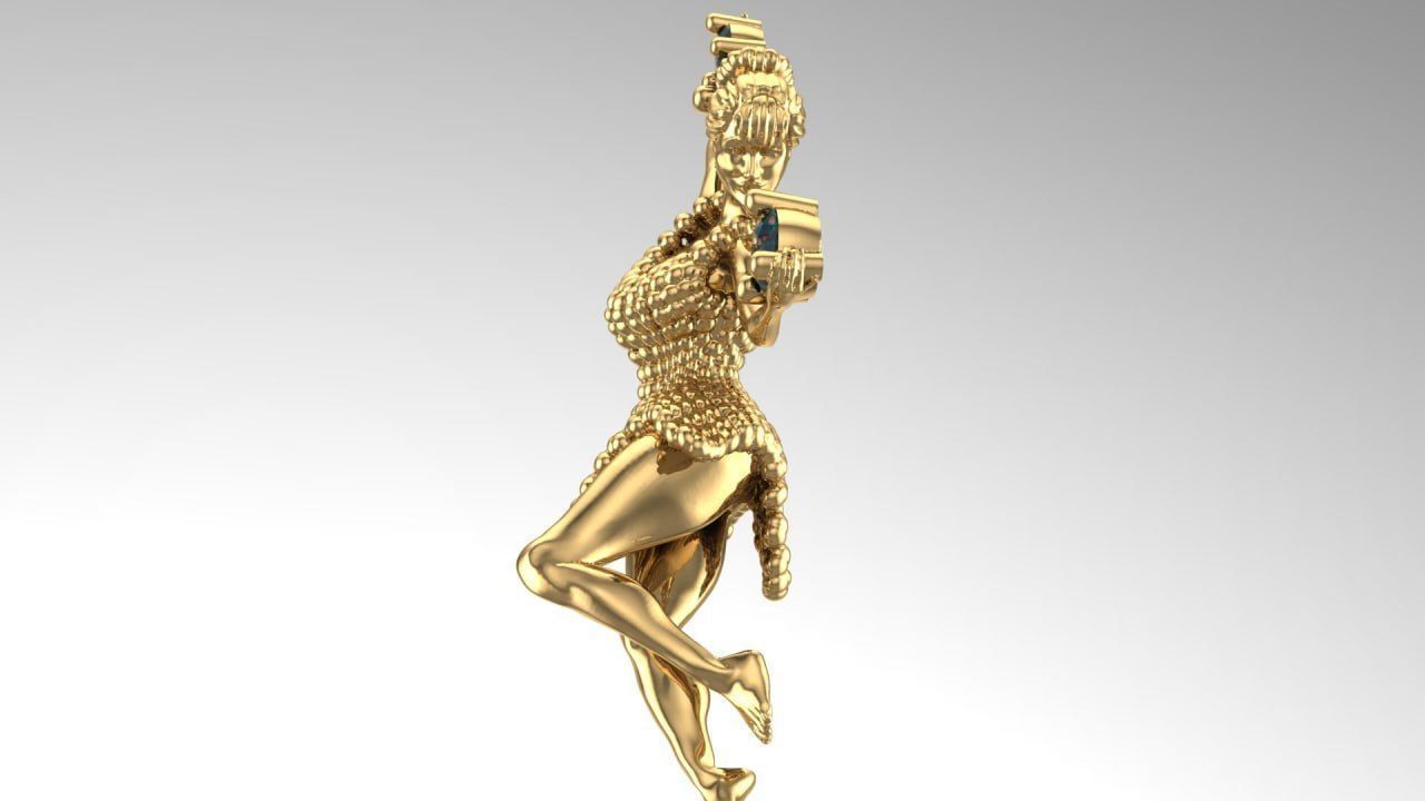 lady carrying treasure 3D print model_2