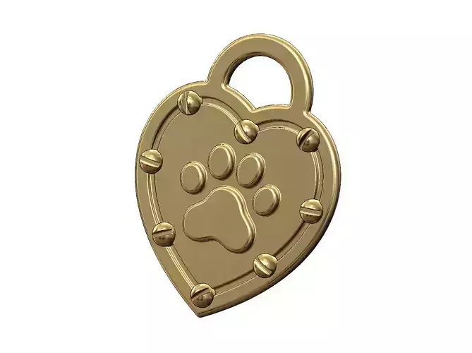 Pawprint screw heart pendant charm