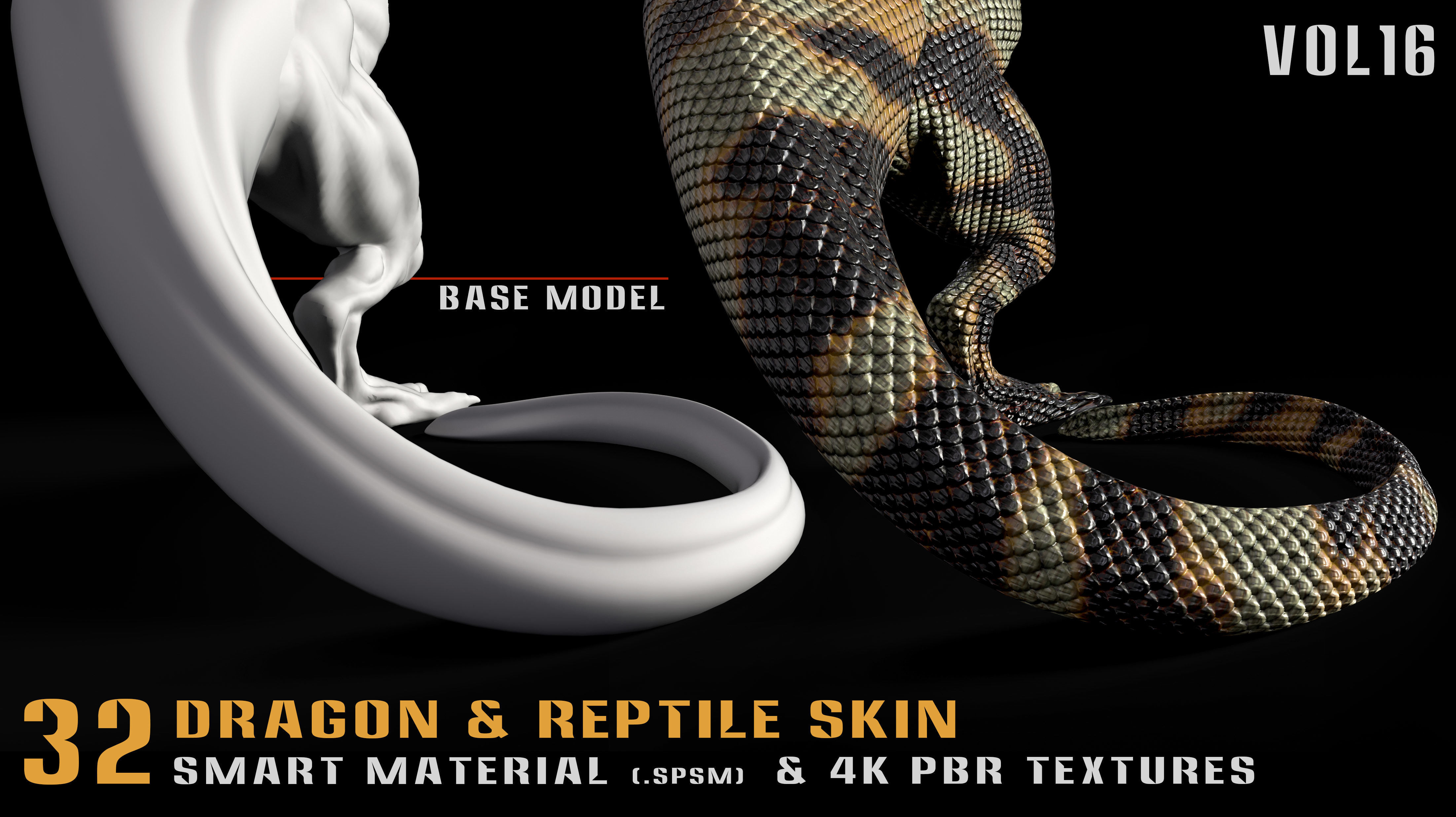 32 Dragon and Reptile Skin Smart Material and PBR textures-Vol16 3D model_1