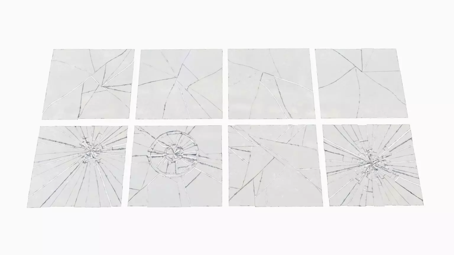 Broken Glass Pack Low-poly 3D model_0