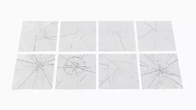 Broken Glass Pack Low-poly 3D model