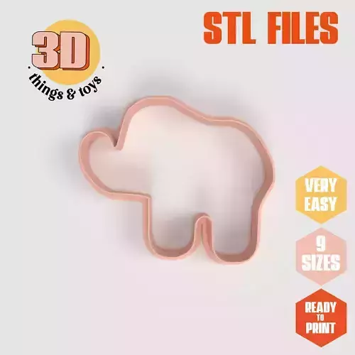 Elephant Circus Animal - Cookie Cutter Clay - Many Sizes