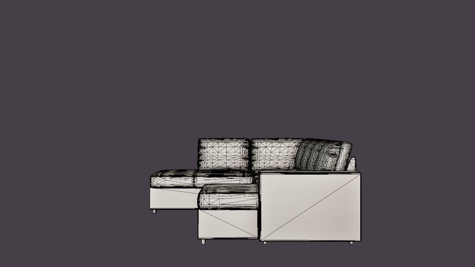 Memphis U Sofa With Divan Right Dark Gray Low-poly 3D model_7